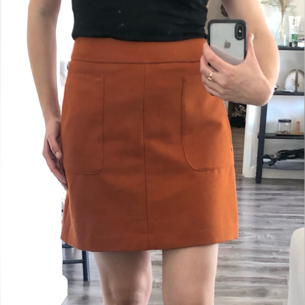 Mini Skirt Burnt Orange Rust Red H&M Mod Coquette S